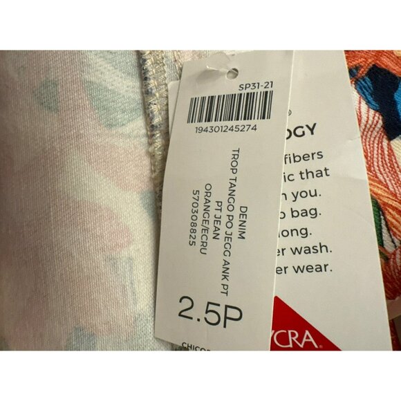Chicos Tropical Floral Print Jeggings Size 2.5P US 14P Ankle Pants Petite NWT - Picture 3 of 5